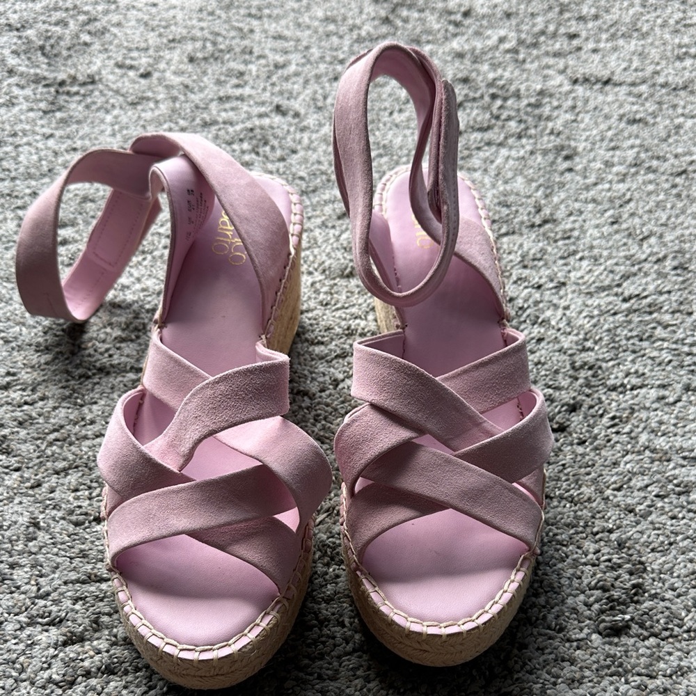Franco Sarto Pink Espadrille Wedge Sandals